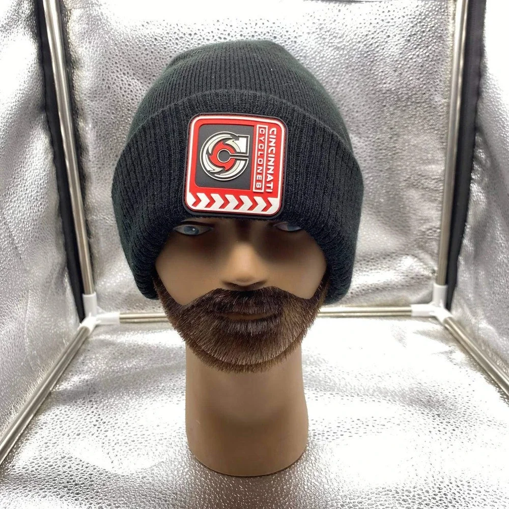 Looganoo Cincinnati Cyclones Beanie Mens One Size Black Hockey Rubber Patch Hat